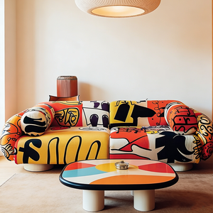 Canapé en tissu imprimé graffiti moderne, design d'art abstrait de luxe, ensemble de meubles de salon, canapé sectionnel rembourré - Product Image 6