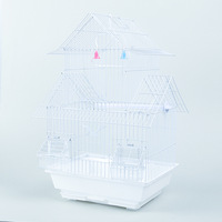 Cage à oiseaux triangulaire en fil de fer, construction respirante en fil de fer, porte à fermeture par pression et plateau en plastique amovible pour l'intérieur et les voyages