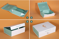 Boîte cadeau rigide de luxe pliable avec logo en relief UV personnalisé, fermeture magnétique et ruban