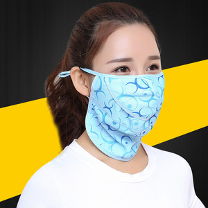 Masque de protection solaire d'été pour le visage, imprimé floral bleu, respirant, pour le cyclisme en plein air, masque de sport pour femmes - Product Image 1
