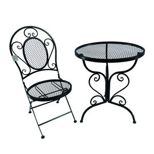 Juego de 2 Muebles de Mesa <span class=keywords><strong>y</strong></span> <span class=keywords><strong>Sillas</strong></span> para Patio, Jardín, Balcón, Terraza, Color Negro - Product Image 1