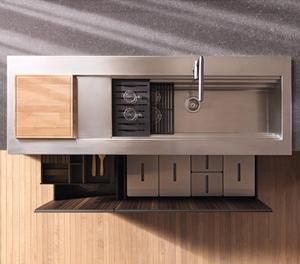 Armadio moderno in acciaio inox armadio cucina Set di alta lucentezza modulare lavello armadio cucina arredamento moderno - Product Image 4