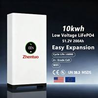 Batterie de stockage d'énergie domestique hybride murale Zhentuo 51,2 V LiFePO4 5 kWh-30 kWh 300 Ah CAN/WiFi/Bluetooth
