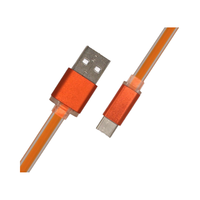 Cable de carga de datos USB tipo C plano naranja de 1m con conectores de PVC de ángulo recto de cobre puro para teléfonos móviles, bancos de energía, ordenadores