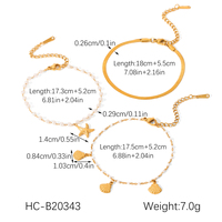 Ensemble de bracelets pendentifs étoile de mer en acier inoxydable plaqué or 18 carats avec chaîne de perles, bijoux de niche océanique pour femmes