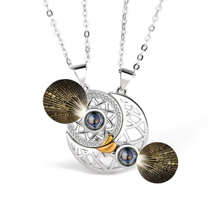 <span class=keywords><strong>Couple</strong></span> magnétique 100 language i love you colliers <span class=keywords><strong>pour</strong></span> femmes, meilleures ventes, soleil et lune, collier cœur - Product Image 1