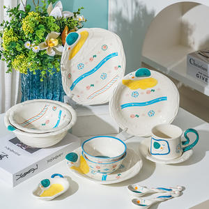 Juego de Tazón y Cuchara de Sopa de Cerámica con Diseño de Caracol, Apto para Microondas, Vajilla Infantil con Diseño Fresco y Lindo - Product Image 1