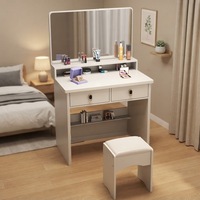 Ensemble coiffeuse MDF avec miroir LED et tiroirs de rangement pour chambre à coucher – Prix de gros