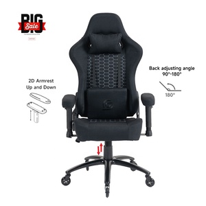 180 inclinaison verrouillage bascule course Style chaise de bureau ajouter repose-pieds gratuit tissu noir Silicone roue jeu chaise d'ordinateur - Product Image 1