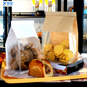 Bolsa de Embalaje de Alimentos Kraft Marrón y Blanca Personalizada, Ecológica, Resistente al Aceite, <span class=keywords><strong>con</strong></span> Cierre Metálico para Pasteles de <span class=keywords><strong>Queso</strong></span> y Productos Horneados - Product Image 3