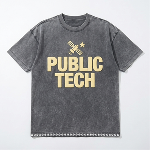 Camiseta de Hombre Personalizada OEM de Lujo, Estilo Urbano, Impresión de Alta Calidad, Lavado Ácido, Vintage, con Pedrería - Product Image 1