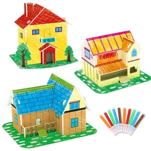 Jouet éducatif Mini bricolage modèle maison Kit mignon éducatif peinture jouet artisanat carton jouet pour enfants