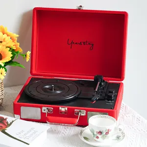 DB Brand Vintage Portable Phonograph Built-in Speaker USB BT Music Box Turntables Vinyl Record Player For Family Party