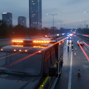 Ileritraffic Rescue Vehicle Lightbar Space E-124 LED Amber Polycarbonate Aluminum 9kg Traffic <b>Safety</b> Warning Light 123x29x6.5cm - Product Image 3