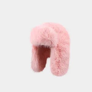 Wholesale Custom Winter Thickened Mink Fluffy Women Men Outdoor Hat with Earflaps