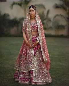 Lehenga Choli Nupcial Bordado a Mano con Cuentas de Cristal, Vestido de Novia Indio/Pakistaní - Product Image 6