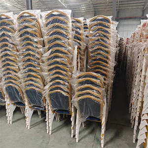 Chaises de mariage les plus populaires pour les hôtels, les fêtes et les événements, chaises de banquet empilables en métal et en tissu personnalisées - Product Image 6