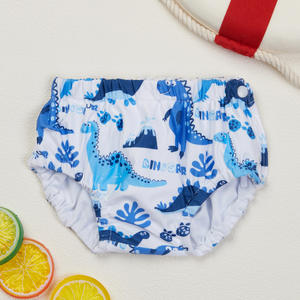 Maillot de bain pour bébé avec design à pression, taille extensible et confortable, couture latérale pour garçons et filles, pour couches de natation - Product Image 6