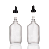 Bouteille en verre dépoli mat de 100 ml réutilisable avec impression de logo personnalisée, épaule inclinée lisse, bouchon compte-gouttes pour gouttes pour les yeux et crème pour le visage