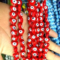 Perles de verre de murano Millefiori faites à la main pour la fabrication de bijoux DIY (cœur mauvais œil)