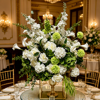 Boule de fleurs artificielle personnalisée de 30 à 80 cm pour centres de table de mariage, en soie mélangée, blanc vert, Dusk Charm