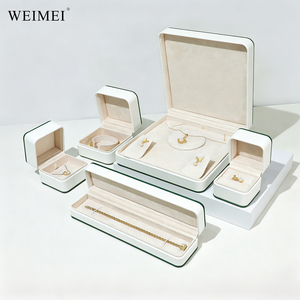 WEIMEI Custom Logo Top Quality green PU Leather Jewelry <b>Box</b> with Suede Insert for Ring Necklace Bracelet <b>Gift</b> jewelry Packaging - Product Image 6