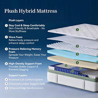 Matelas Queen COSTFULL 12 pouces hybride mousse à mémoire de forme et ressorts ensachés, fermeté moyenne, design moderne, garantie 10 ans, durable, pour école