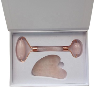 100% naturale rosa pietra di quarzo argento rullo facciale in <span class=keywords><strong>giada</strong></span> saldato struttura in metallo <span class=keywords><strong>massaggiatore</strong></span> per il <span class=keywords><strong>viso</strong></span> - Product Image 6