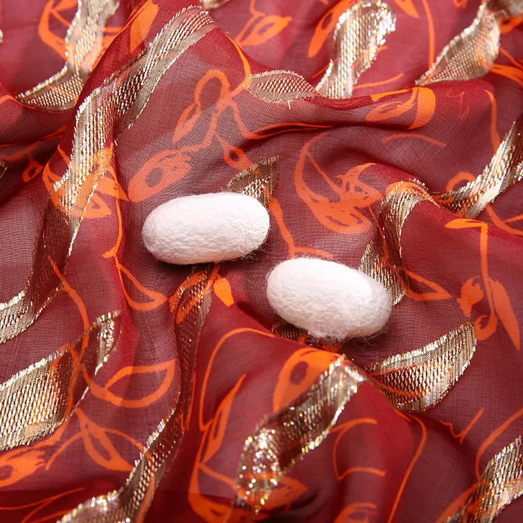 Chinese Traditional Wedding Fabric 85%SILK 15%METALLIC Silk Shiny Metallic Fabric Silk for Wedding Dress