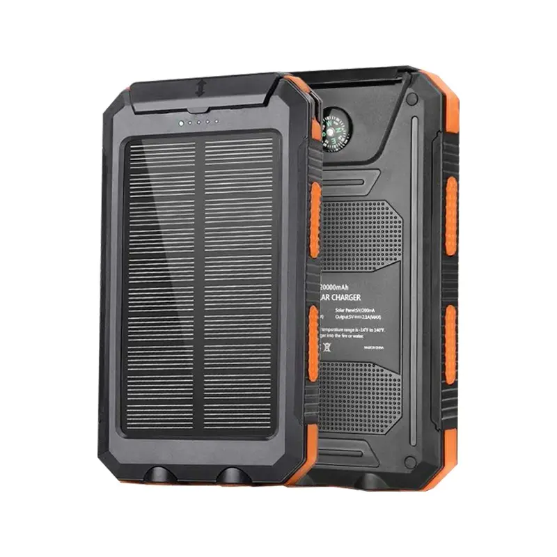 Portable 20000mah Solar Charger Solar Power Bank Waterproof 2 Ports Usb Solar Phone Charger Solar Mobile Charger