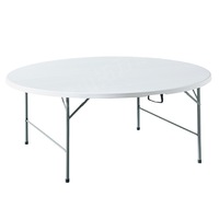 Table ronde pliante en plastique, table de banquet pliable robuste avec pieds en métal, adaptée à une utilisation en extérieur