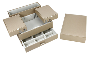 Boîte à <span class=keywords><strong>bijoux</strong></span> organisateur de luxe moderne personnalisable en cuir PU écologique et velours pour <span class=keywords><strong>femme</strong></span> LG8193 (pour bagues, boucles d'oreilles, colliers, bracelets) - Product Image 2