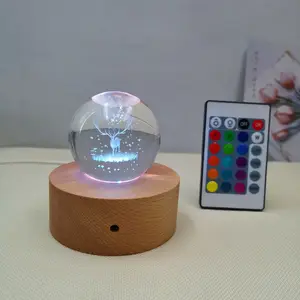Sıcak satış kristal top küre 3D lazer kazınmış güneş sistemi topu özel Led çocuk gece lambası