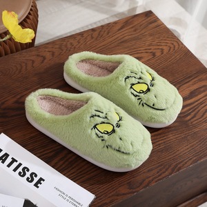 Cartone animato verde mostro peloso di cotone per <span class=keywords><strong>pantofole</strong></span> per gli uomini donne inverno natale casa calda antiscivolo lana interna per <span class=keywords><strong>pantofole</strong></span> morbida - Product Image 6