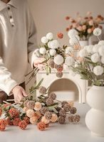 Automne Artificielle Kiku Fleurs Soie Petite Mini Boule De Chrysanthème avec Tige DIY Bouquet Centres De Table Arrangements Douche