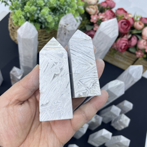 Torre di agata messicana per la guarigione del punto di tetraedro naturale pietra Reiki bianco agata messicana - Product Image 4