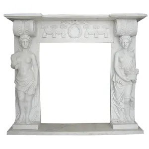 Human Sculpture White Marble fireplace Mante surround