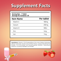 Tabletas Efervescentes Multivitamínicas Personalizadas para Deportistas, Belleza y Energía, con Calcio, Hierro y Zinc, Sabores Fresa y Manzana, Forma 20