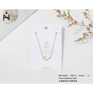 Collana con ciondolo zodiacale Cancro in acciaio inossidabile con zirconi cubici, gioielli raffinati - Product Image 2