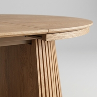 Table à manger extensible 1200-2000 mm, table moderne en MDF imitation bois de frêne avec base cannelée pour la maison, le restaurant, l'hôtel, la salle à manger
