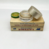 Pot cosmétique en verre transparent à profil bas avec bouchon doré brossé électroplaqué, emballage pour crème contour des yeux, impression personnalisée