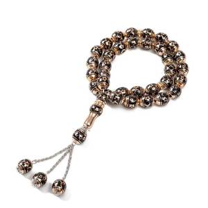 La fábrica suministra al por mayor cuentas redondas de resina de 12 mm, 33 piezas, grabadas con láser con diseño de flor de ciruelo, Tasbih Eid Mubarak - Product Image 1