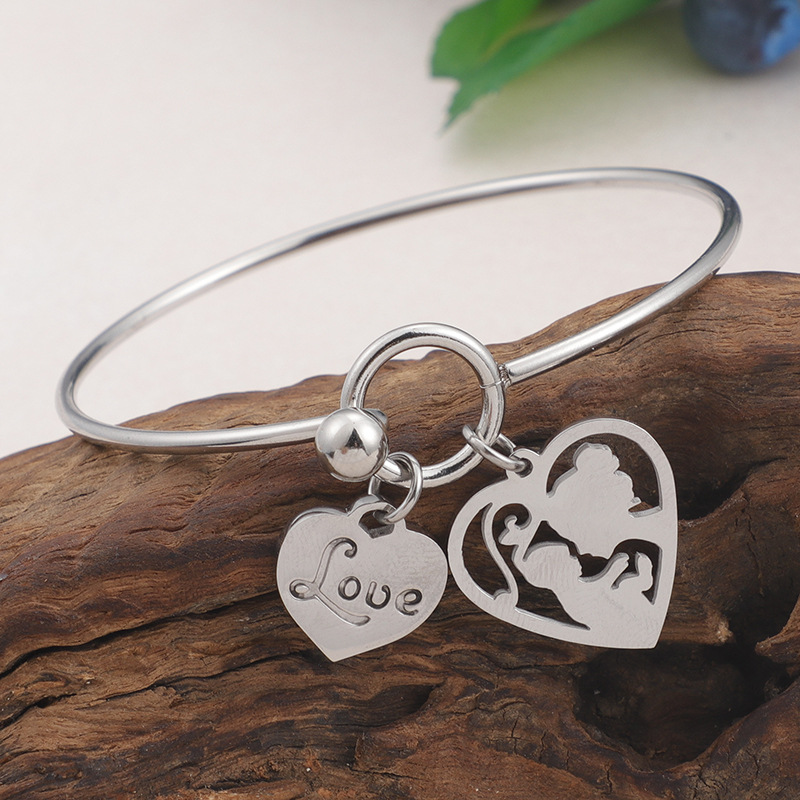 Bracciale a forma di cuore d'amore in acciaio inossidabile
