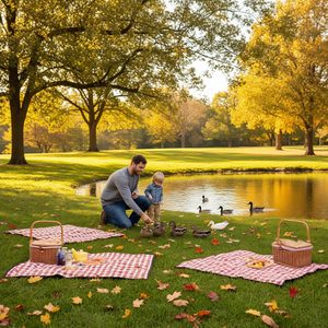 Maglietta a maniche lunghe per la festa del papà, compleanno del papà, picnic con l'alimentazione degli anatre - Product Image 3