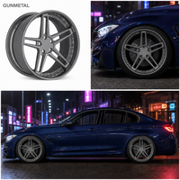 Rines Cóncavos de 5 Brazos Forjados a Medida Viaol, de 2 Piezas, 19 20 21 22 5x112 5x114.3, Acabado Negro Brillante, Compatibles con Nissan GTR BMW M4