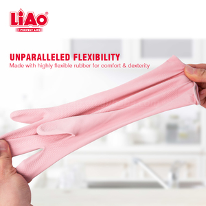 Gants de cuisine multifonctionnels allongés LIAO en latex bleu et <span class=keywords><strong>rose</strong></span> pour le lavage de la vaisselle et le nettoyage ménager - Product Image 3