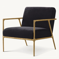 Sillón de Lujo Moderno Nórdico de Alta Gama, Sofá con Estructura de Metal Forjado a Mano, Tapizado, para Comedor