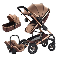 Poussette de luxe 3-en-1 avec siège auto pour nouveau-né, système de voyage et landau, idéale pour les sorties en extérieur