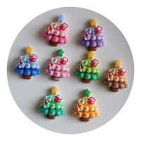 100 piezas de dijes de slime mixtos con forma de árbol de Navidad, 100 piezas de cuentas de resina para juguetes infantiles, accesorios para el cabello, fundas de teléfono y pegatinas DIY