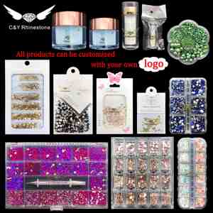 CY Mix Size Nails Art Crystal <span class=keywords><strong>Cristal</strong></span> Decoración Red Flat Back Rhinestone Set Kits Piedra para uñas - Product Image 6